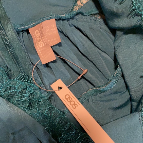 ASOS Teal Lace Detailed Evening Dress NWT - Picture 10 of 12